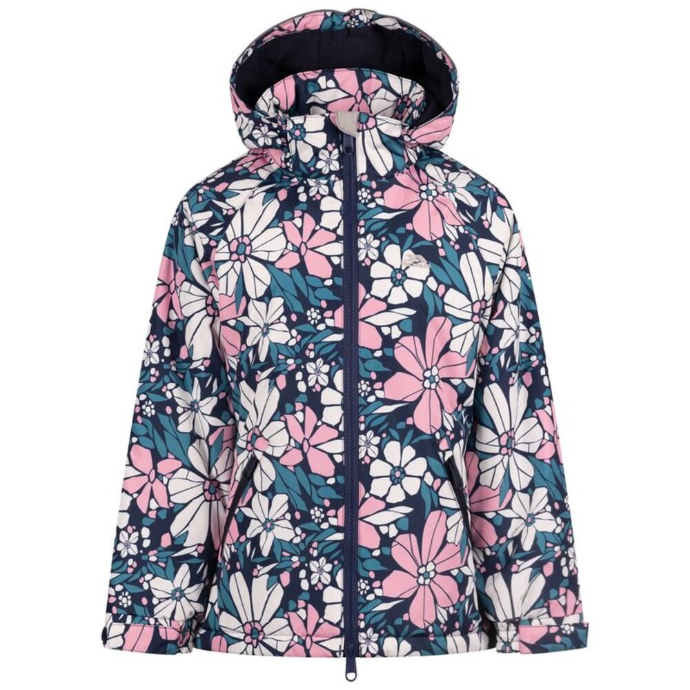 Trespass Girls Marla Flowers Waterproof Jacket / Sapphire Blue